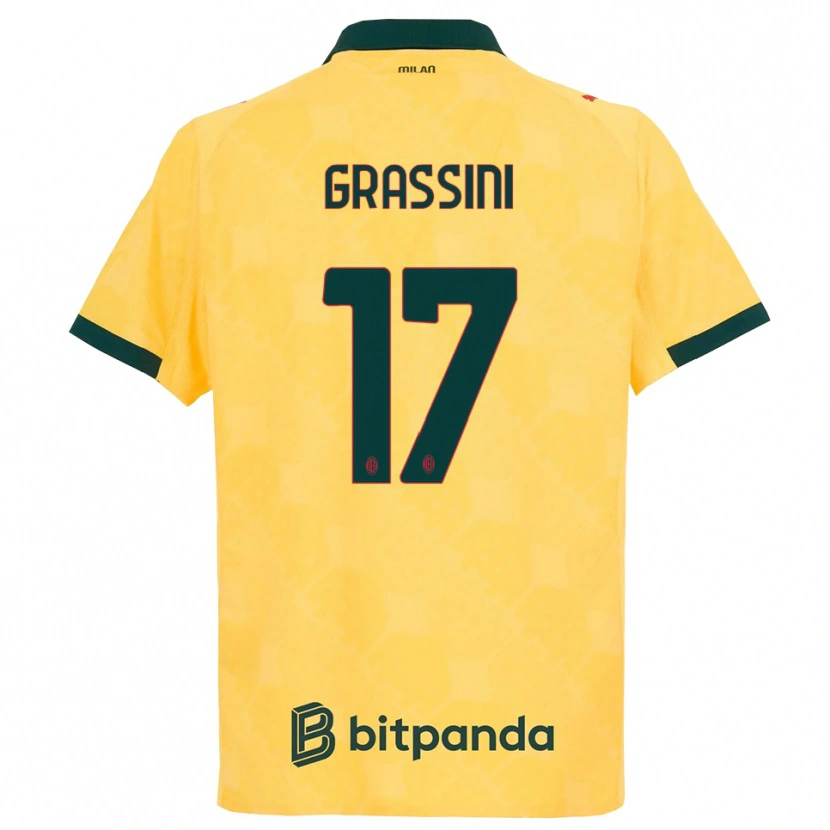Danxen Kid Riccardo Grassini #17 Yellow Black Third Jersey 2025/26 T-Shirt