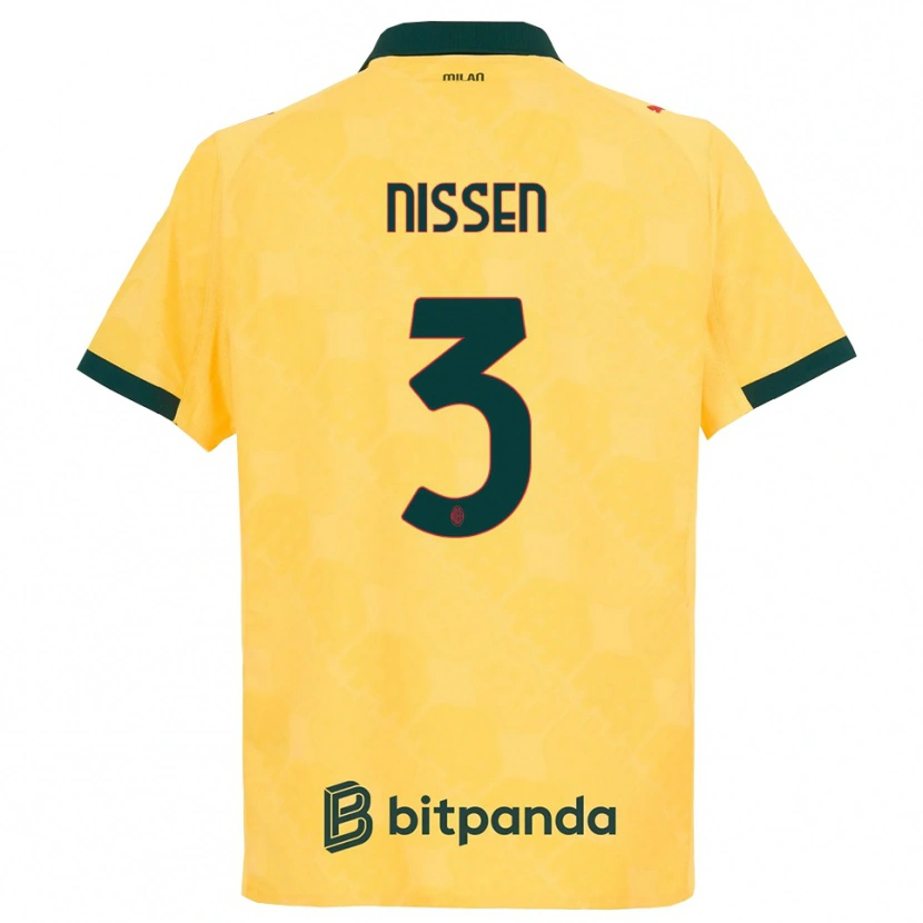 Danxen Kid Fredrik Nissen #3 Yellow Black Third Jersey 2025/26 T-Shirt