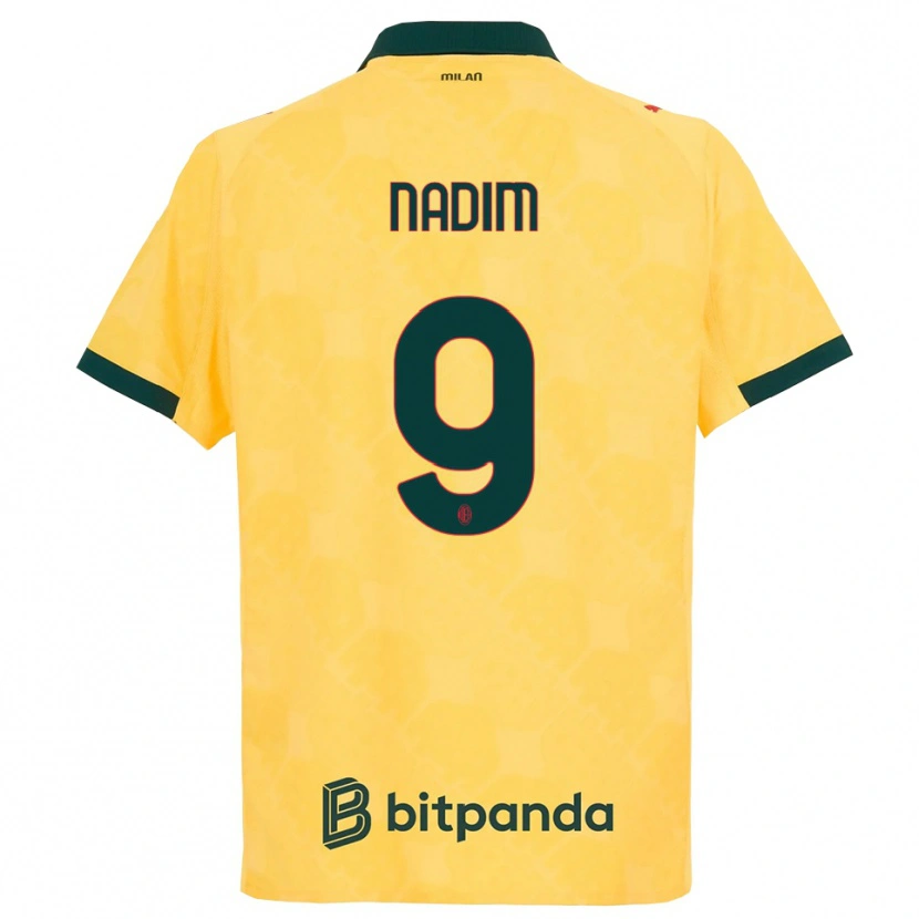 Danxen Kid Nadia Nadim #9 Yellow Black Third Jersey 2025/26 T-Shirt