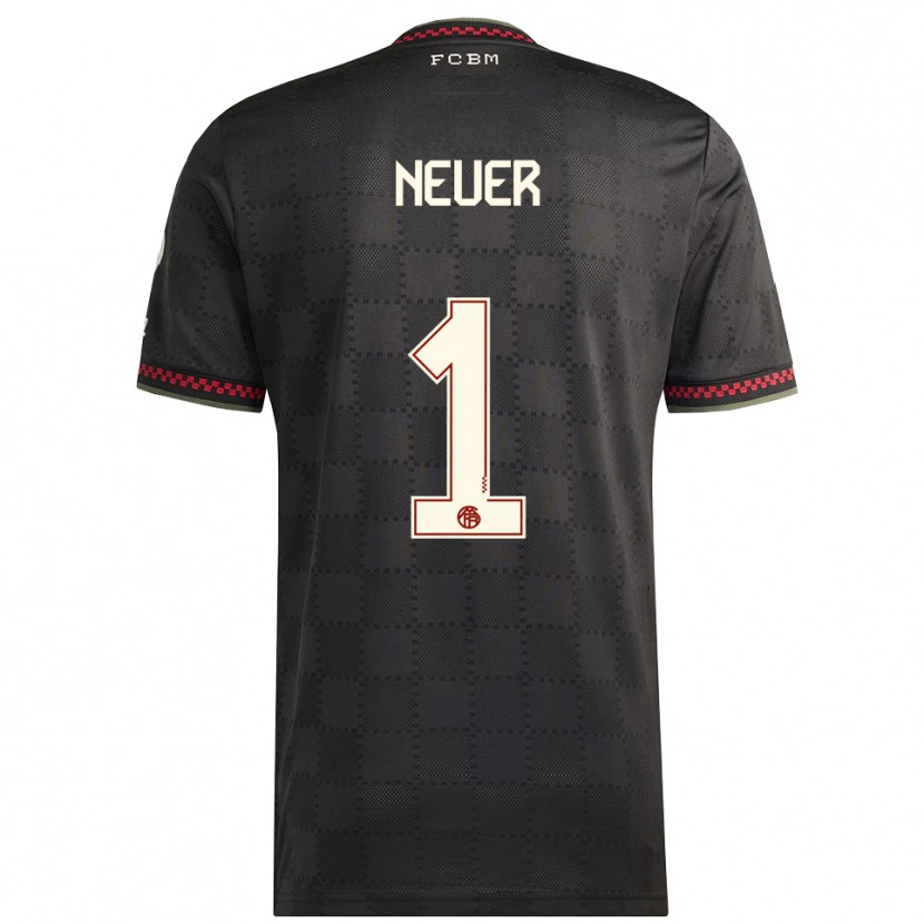 Danxen Kid Manuel Neuer #1 Black White Third Jersey 2025/26 T-Shirt