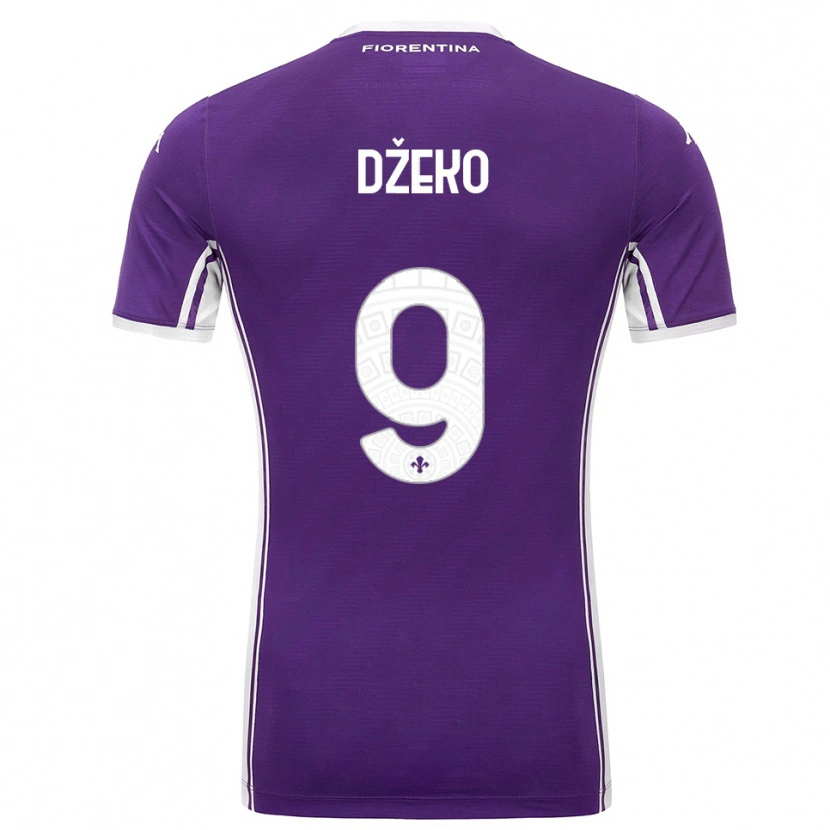 Danxen Men Edin Džeko #9 Purple White Home Jersey 2025/26 T-Shirt