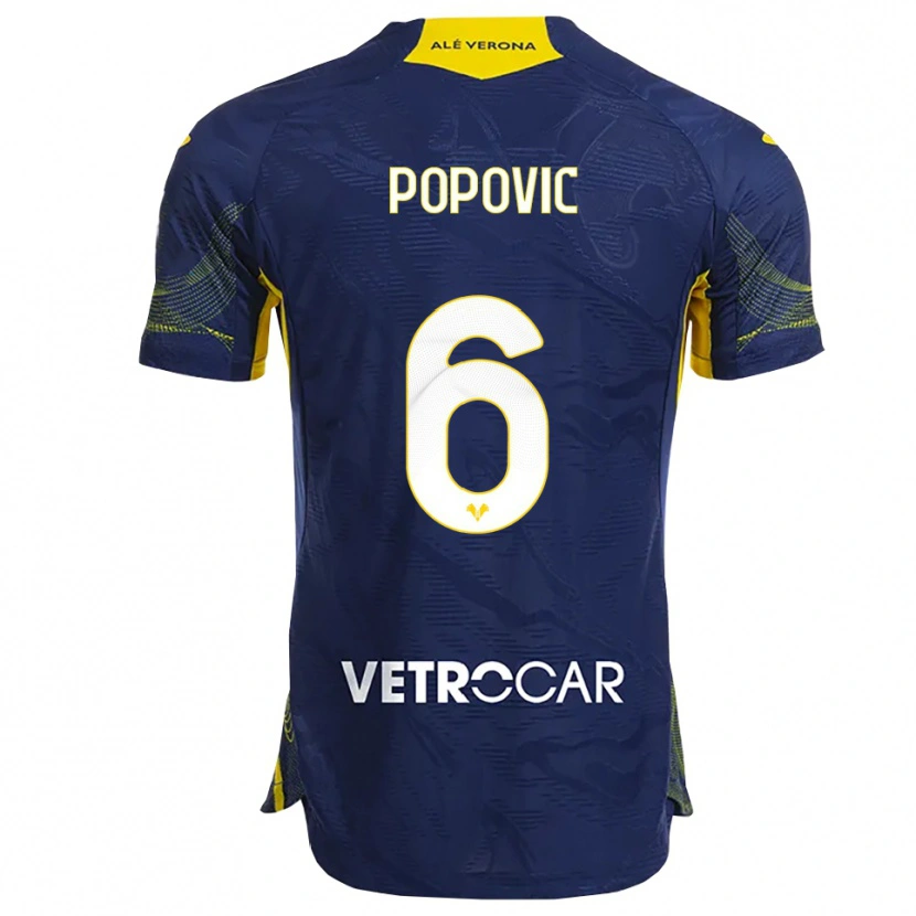 Danxen Men Andrej Popovic #6 Navy Yellow Home Jersey 2025/26 T-Shirt