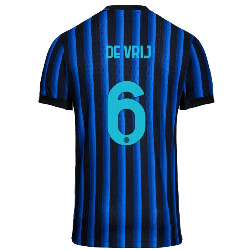 Danxen Men Stefan De Vrij #6 Black Blue Home Jersey 2025/26 T-Shirt