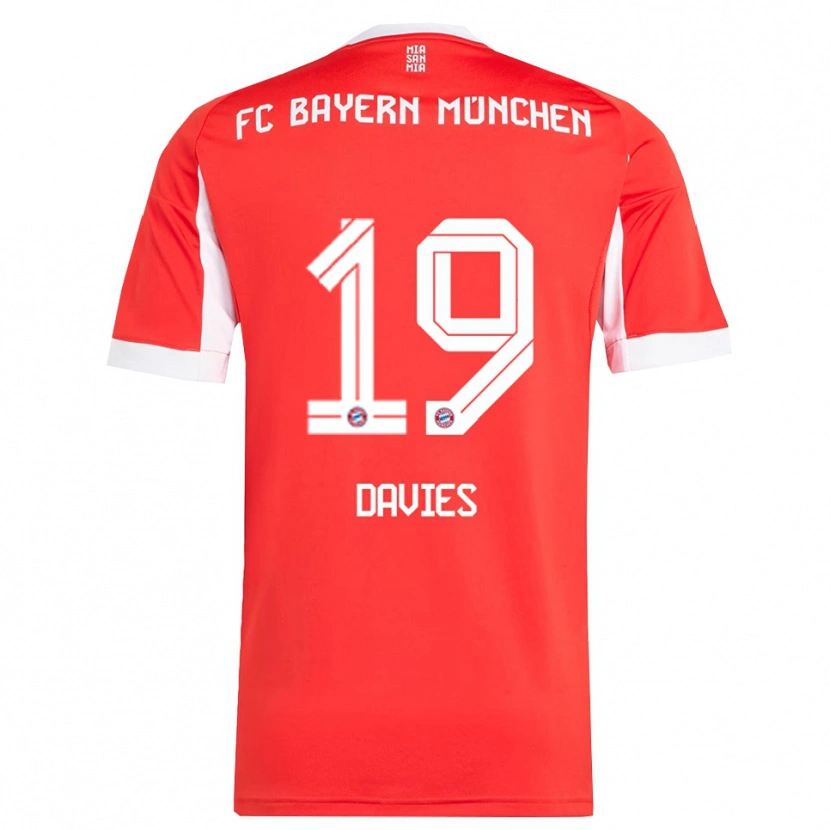 Danxen Men Alphonso Davies #19 Red White Home Jersey 2025/26 T-Shirt