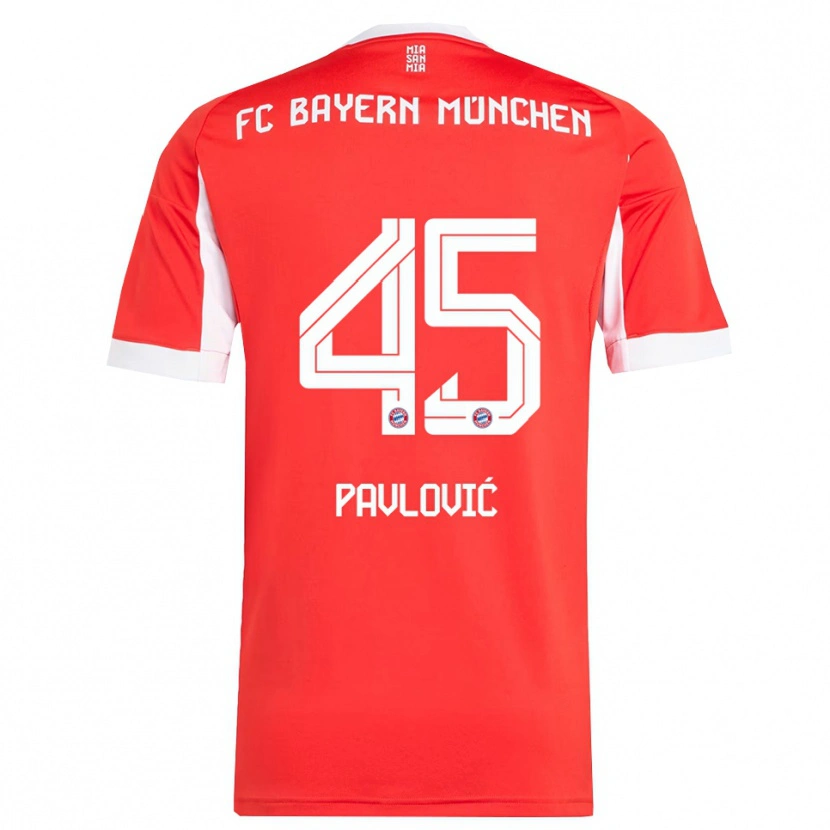 Danxen Men Aleksandar Pavlovic #45 Red White Home Jersey 2025/26 T-Shirt