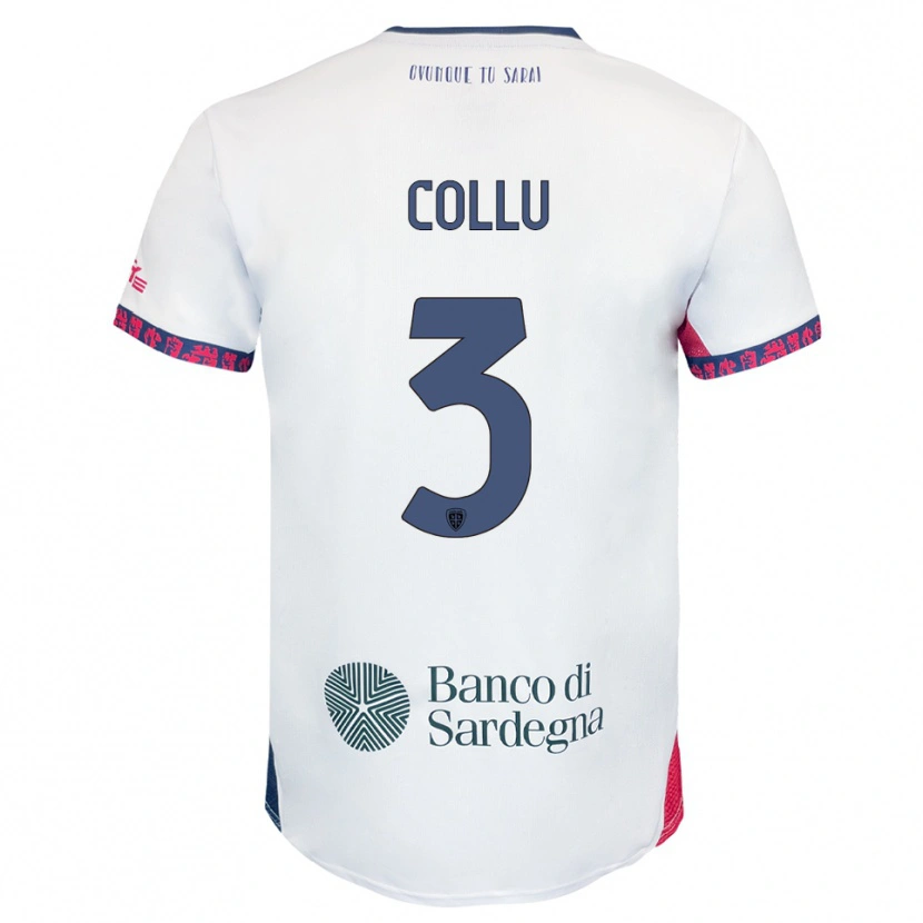 Danxen Men Davide Collu #3 White Navy Red Away Jersey 2025/26 T-Shirt