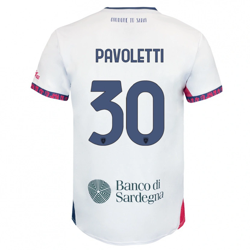 Danxen Men Leonardo Pavoletti #30 White Navy Red Away Jersey 2025/26 T-Shirt