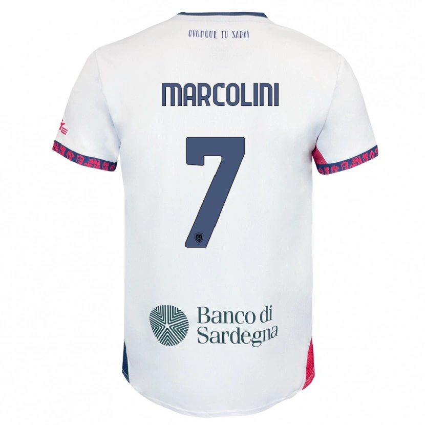 Danxen Men Diego Marcolini #7 White Navy Red Away Jersey 2025/26 T-Shirt