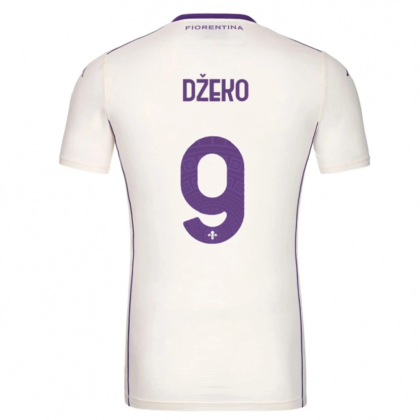 Danxen Men Edin Džeko #9 White Purple Red Away Jersey 2025/26 T-Shirt