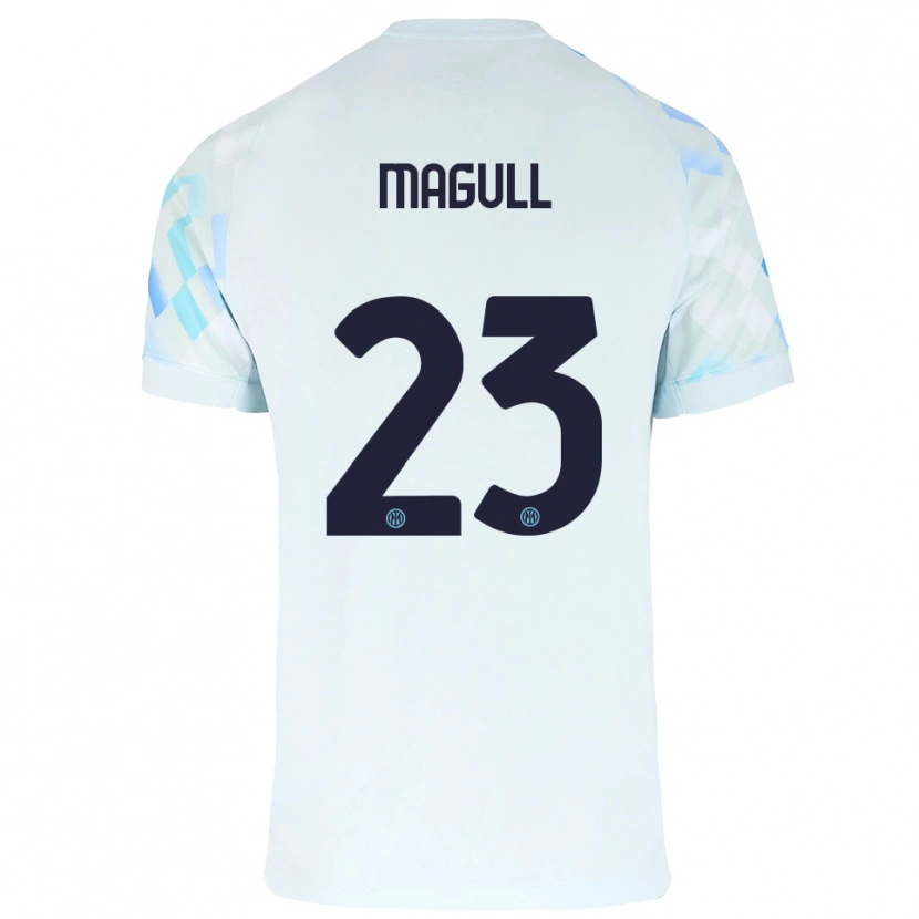 Danxen Men Lina Magull #23 White Blue Away Jersey 2025/26 T-Shirt