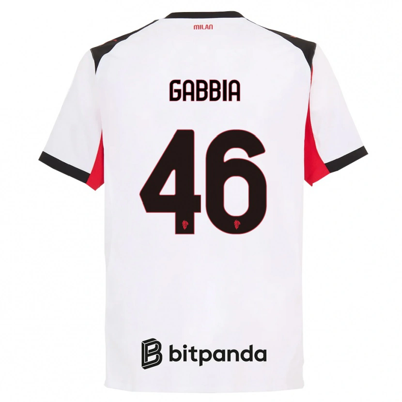 Danxen Men Matteo Gabbia #46 White Black Away Jersey 2025/26 T-Shirt