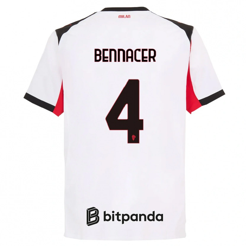 Danxen Men Ismaël Bennacer #4 White Black Away Jersey 2025/26 T-Shirt