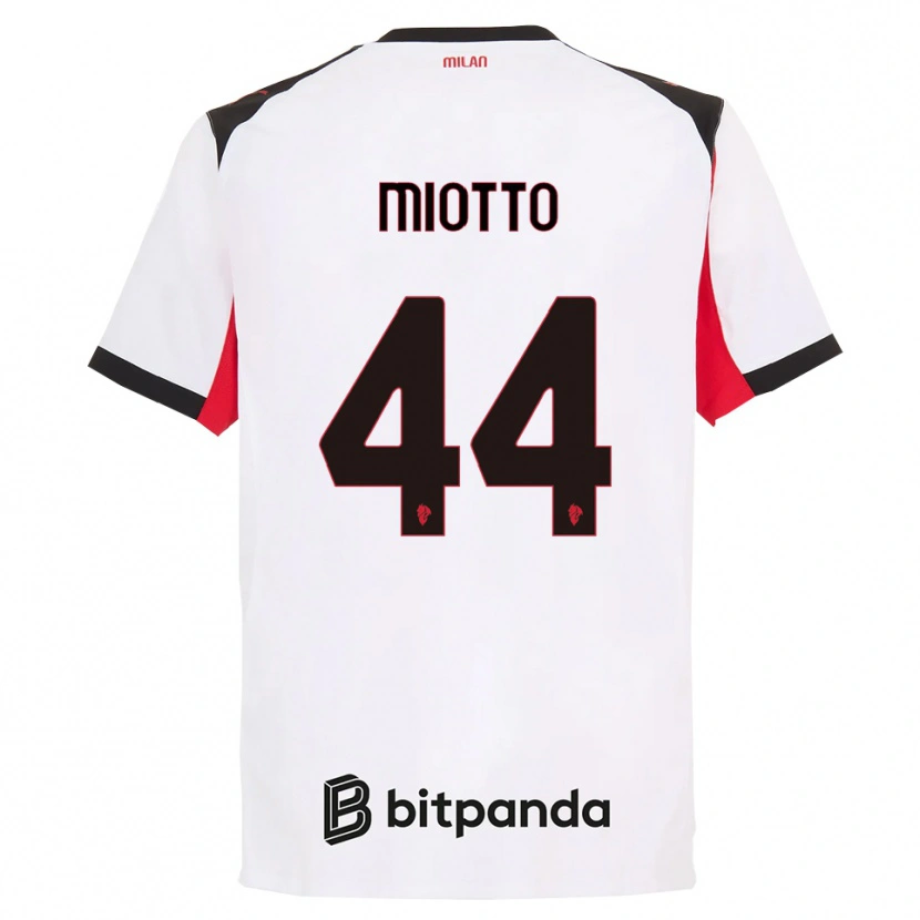 Danxen Men Giorgia Miotto #44 White Black Away Jersey 2025/26 T-Shirt