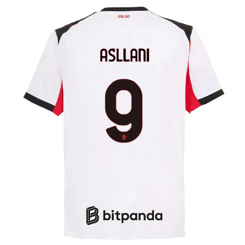 Danxen Men Kosovare Asllani #9 White Black Away Jersey 2025/26 T-Shirt