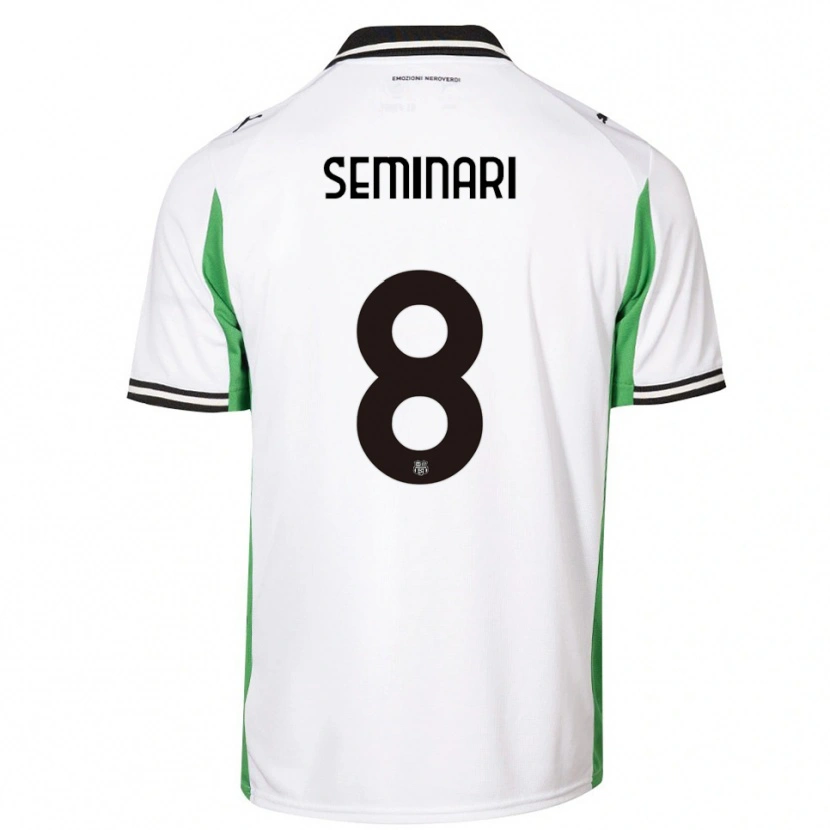 Danxen Men Giacomo Seminari #8 White Green Black Away Jersey 2025/26 T-Shirt