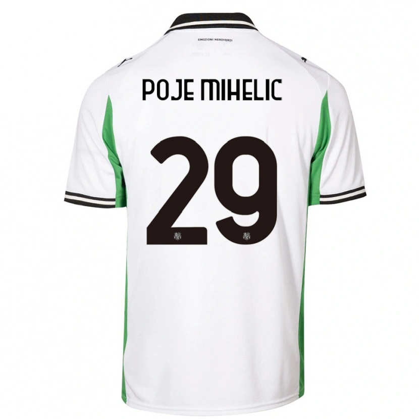 Danxen Men Naja Poje Mihelič #29 White Green Black Away Jersey 2025/26 T-Shirt