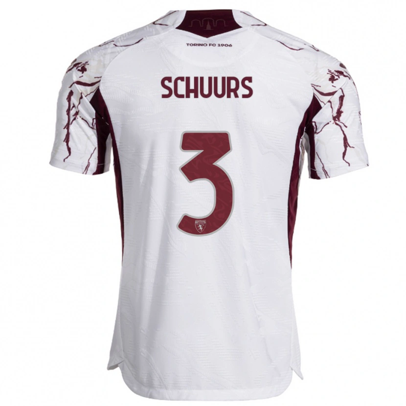 Danxen Men Perr Schuurs #3 White Burgundy Away Jersey 2025/26 T-Shirt