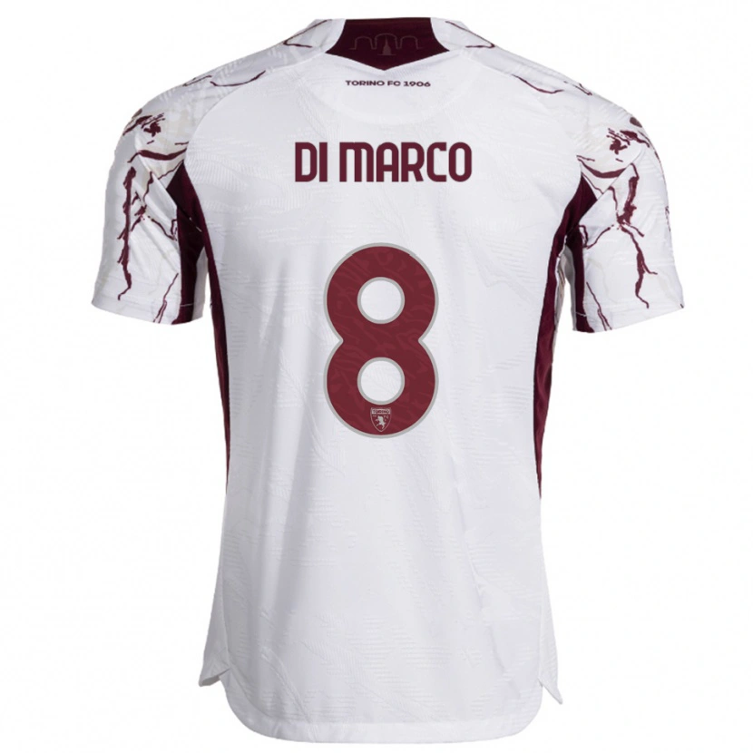Danxen Men Tommaso Di Marco #8 White Burgundy Away Jersey 2025/26 T-Shirt