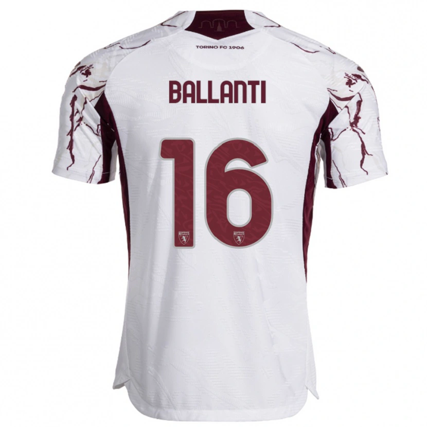 Danxen Men Andrea Ballanti #16 White Burgundy Away Jersey 2025/26 T-Shirt