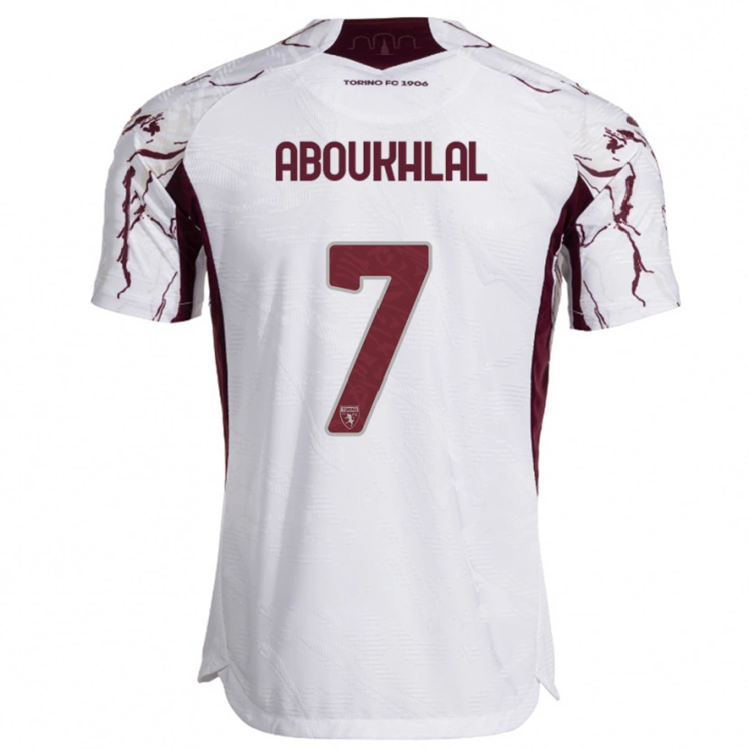 Danxen Men Zakaria Aboukhlal #7 White Burgundy Away Jersey 2025/26 T-Shirt