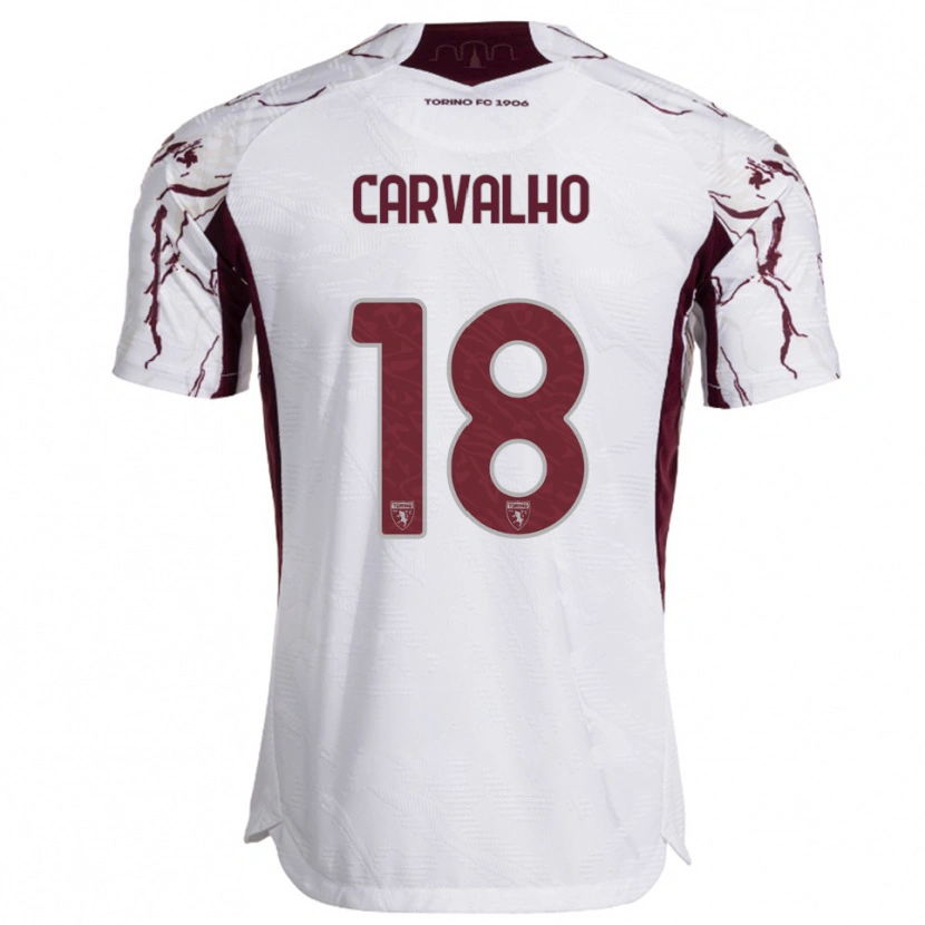 Danxen Men Lorenzo Carvalho #18 White Burgundy Away Jersey 2025/26 T-Shirt