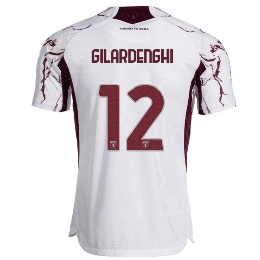Danxen Men Riccardo Gilardenghi #12 White Burgundy Away Jersey 2025/26 T-Shirt
