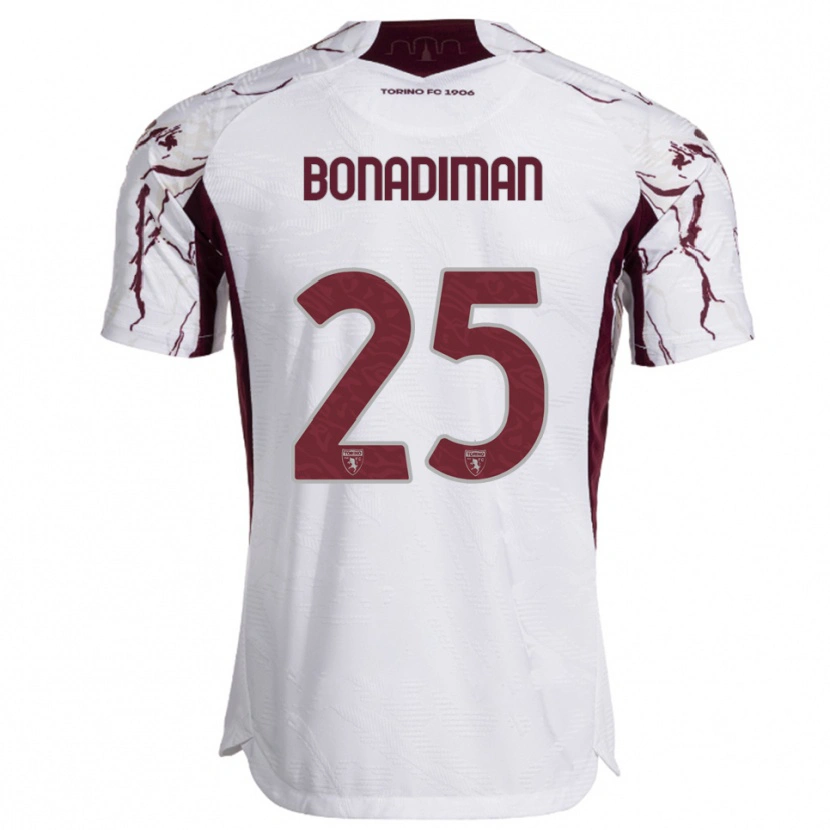 Danxen Men Matteo Bonadiman #25 White Burgundy Away Jersey 2025/26 T-Shirt