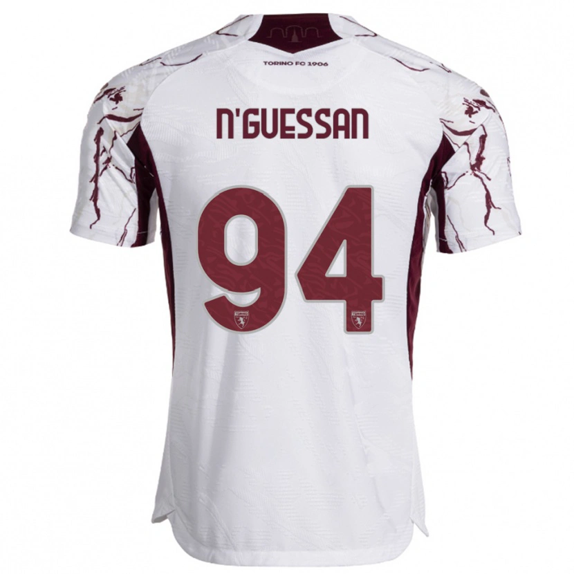 Danxen Men Ange Caumenan N'guessan #94 White Burgundy Away Jersey 2025/26 T-Shirt