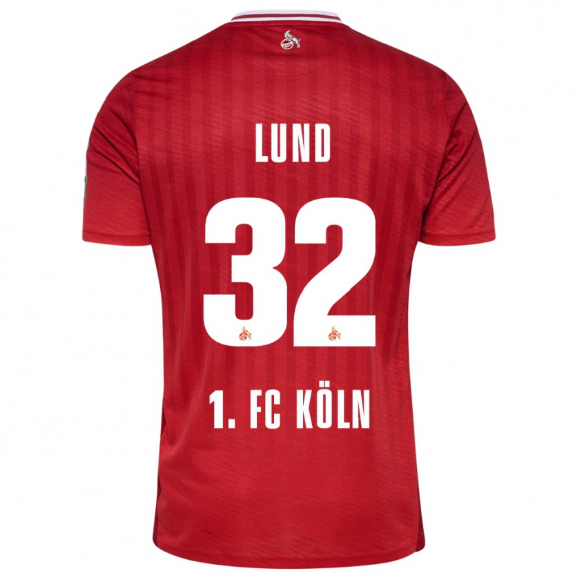 Danxen Men Kristoffer Lund #32 Red White Away Jersey 2025/26 T-Shirt