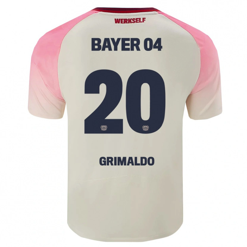 Danxen Men Alejandro Grimaldo #20 Pink Off White Away Jersey 2025/26 T-Shirt