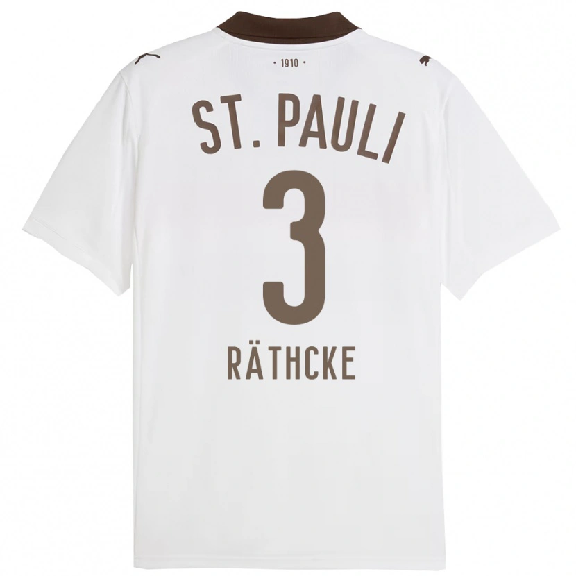 Danxen Men Ole Räthcke #3 White Red Away Jersey 2025/26 T-Shirt
