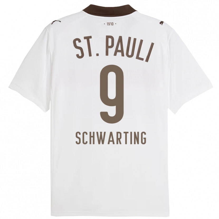 Danxen Men Dominik Schwarting #9 White Red Away Jersey 2025/26 T-Shirt
