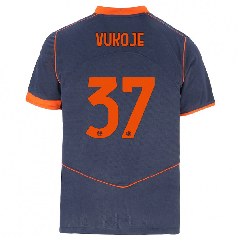 Danxen Men Andrija Vukoje #37 Gray Orange Third Jersey 2025/26 T-Shirt