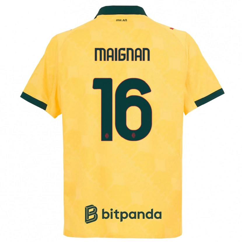 Danxen Men Mike Maignan #16 Yellow Black Third Jersey 2025/26 T-Shirt