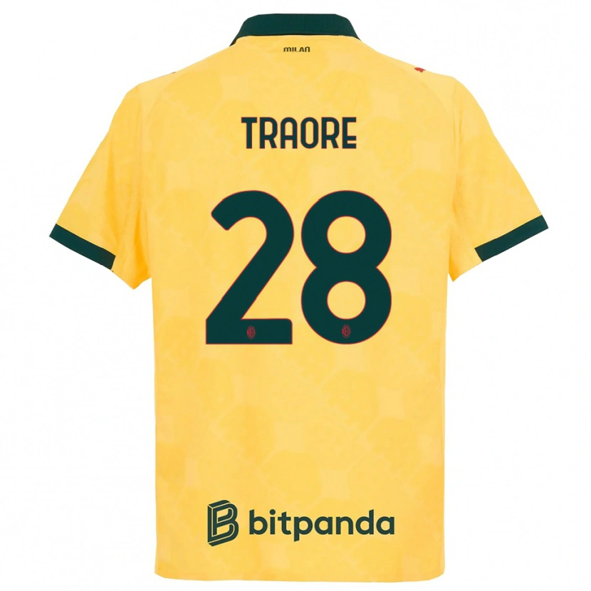 Danxen Men Chaka Traorè #28 Yellow Black Third Jersey 2025/26 T-Shirt