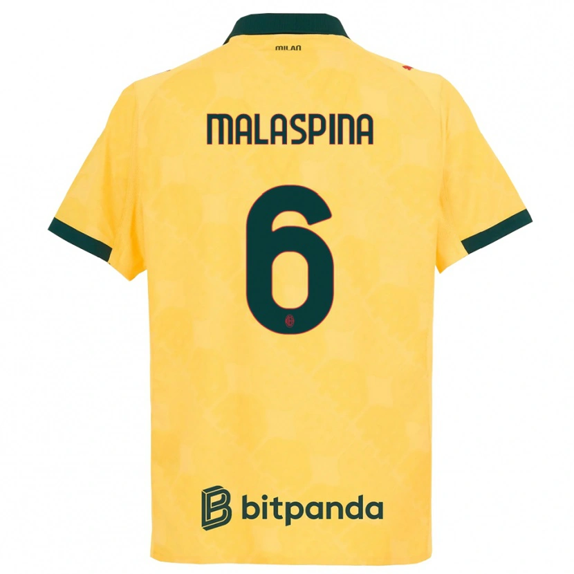 Danxen Men Mattia Malaspina #6 Yellow Black Third Jersey 2025/26 T-Shirt