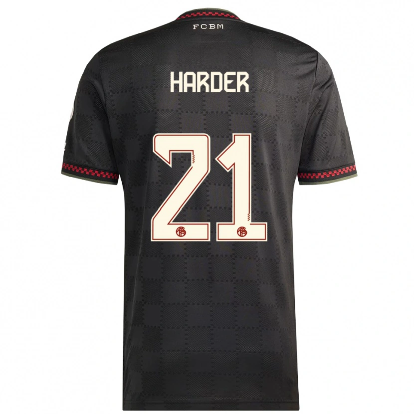 Danxen Men Pernille Harder #21 Black White Third Jersey 2025/26 T-Shirt