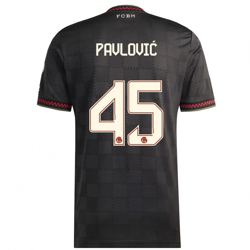 Danxen Men Aleksandar Pavlovic #45 Black White Third Jersey 2025/26 T-Shirt