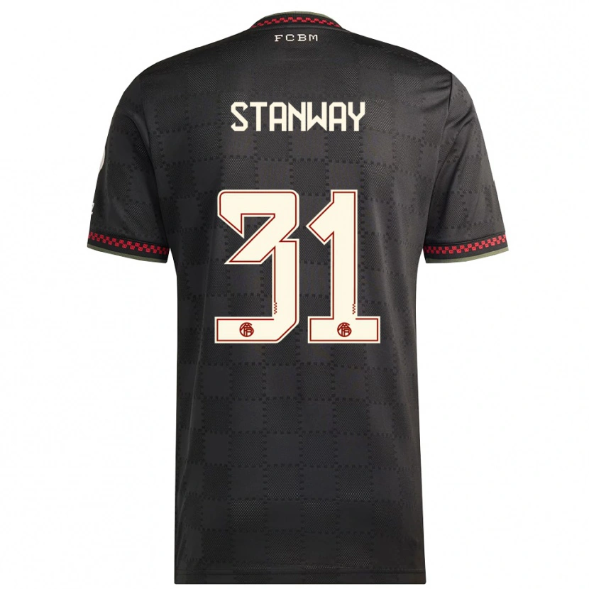 Danxen Men Georgia Stanway #31 Black White Third Jersey 2025/26 T-Shirt