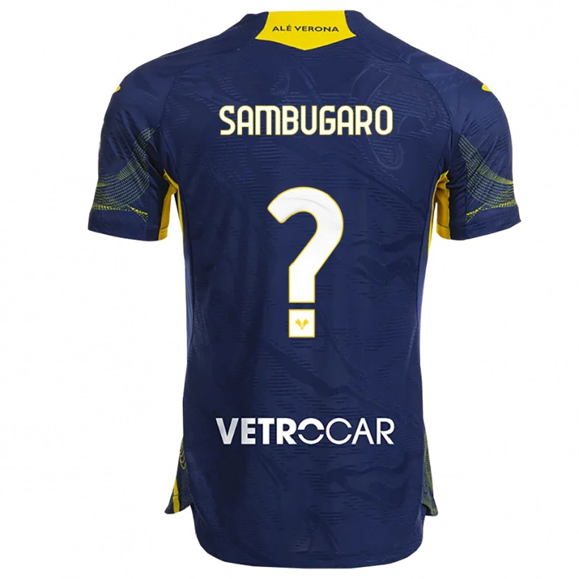 Danxen Women Mattia Sambugaro #0 Navy Yellow Home Jersey 2025/26 T-Shirt