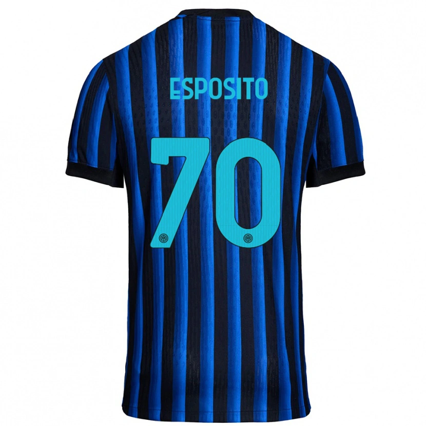 Danxen Women Sebastiano Esposito #70 Black Blue Home Jersey 2025/26 T-Shirt