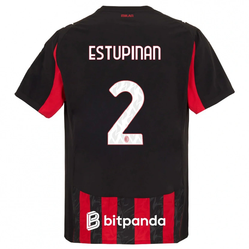 Danxen Women Pervis Estupiñán #2 Red Black Home Jersey 2025/26 T-Shirt