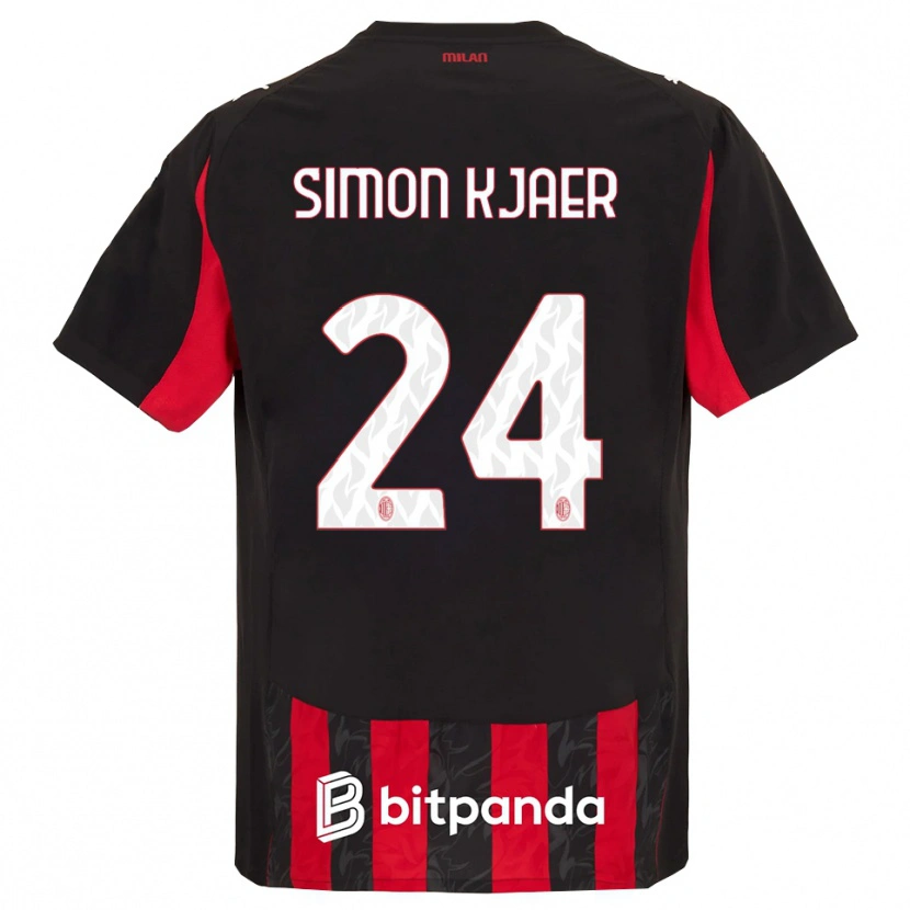 Danxen Women Simon Kjaer #24 Red Black Home Jersey 2025/26 T-Shirt