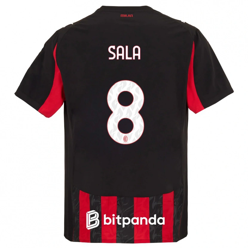 Danxen Women Emanuele Sala #8 Red Black Home Jersey 2025/26 T-Shirt