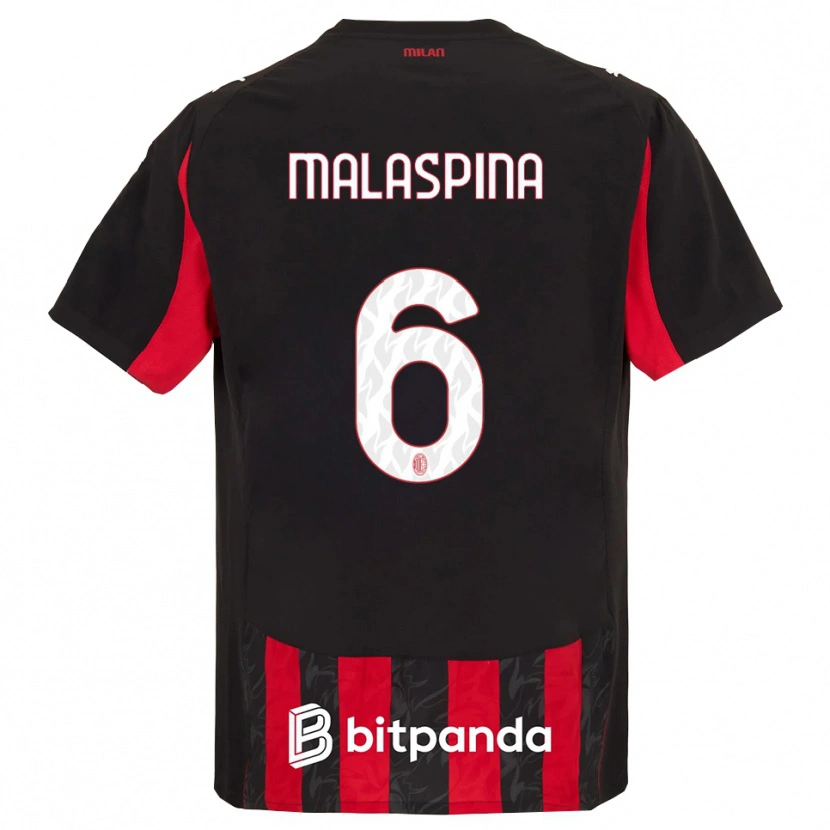 Danxen Women Mattia Malaspina #6 Red Black Home Jersey 2025/26 T-Shirt