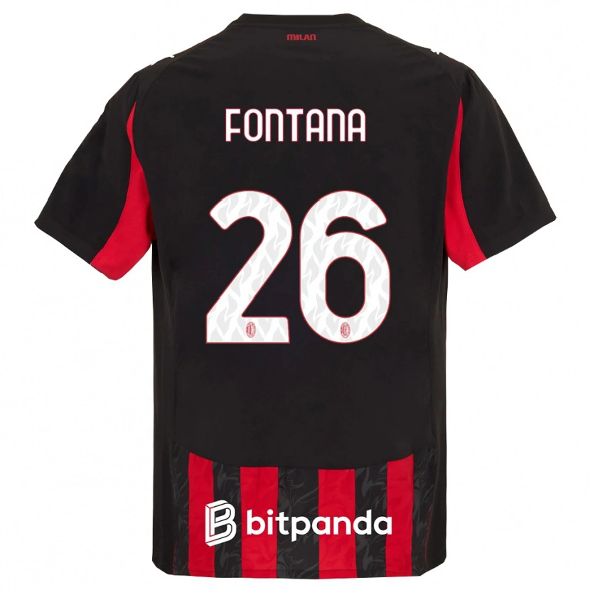 Danxen Women Francesco Fontana #26 Red Black Home Jersey 2025/26 T-Shirt