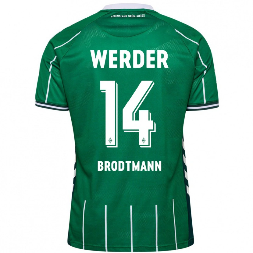 Danxen Women Linus Brodtmann #14 Green White Home Jersey 2025/26 T-Shirt