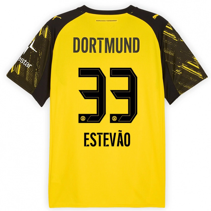Danxen Women Tiago Estevão #33 Yellow Black Home Jersey 2025/26 T-Shirt
