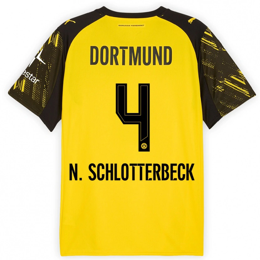 Danxen Women Nico Schlotterbeck #4 Yellow Black Home Jersey 2025/26 T-Shirt