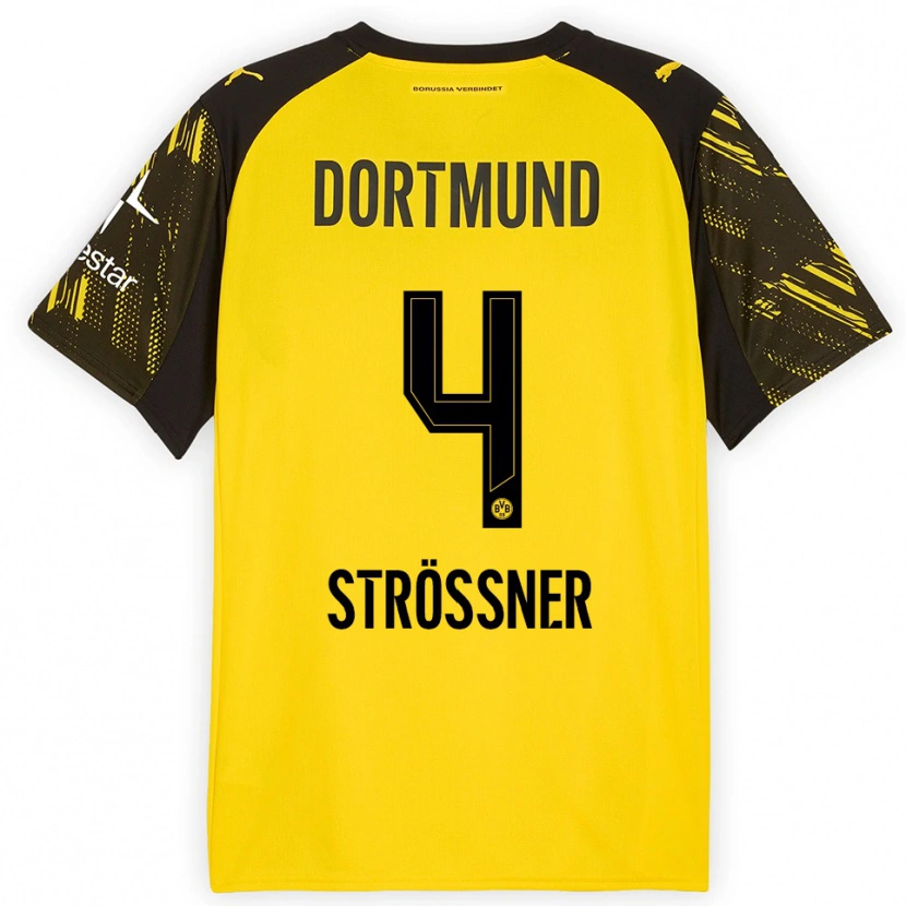 Danxen Women Lenni Strößner #4 Yellow Black Home Jersey 2025/26 T-Shirt